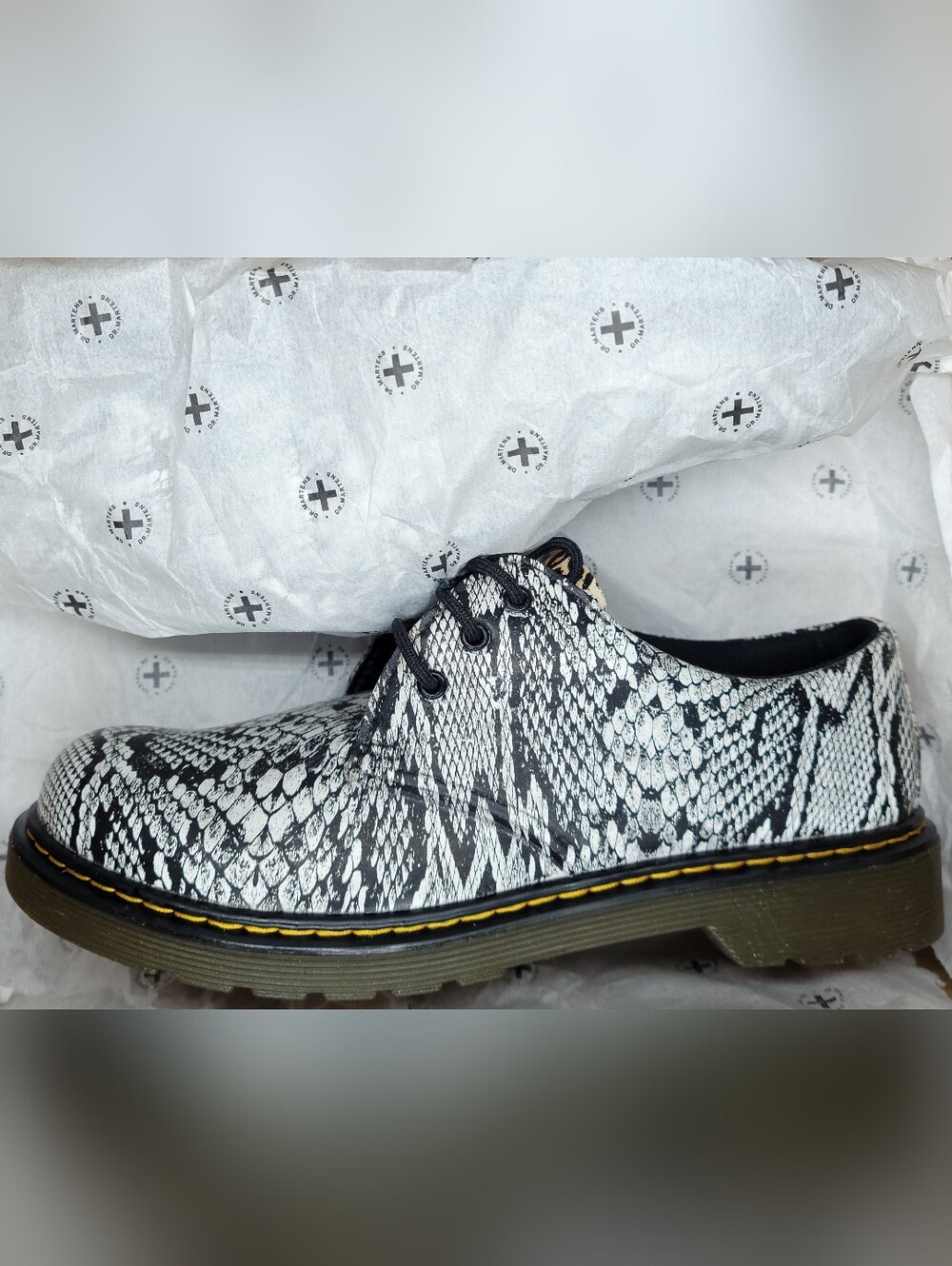 Dr. Martens 1416 Customized With Snakeskin/Cheetah Sz 7 Women NIB